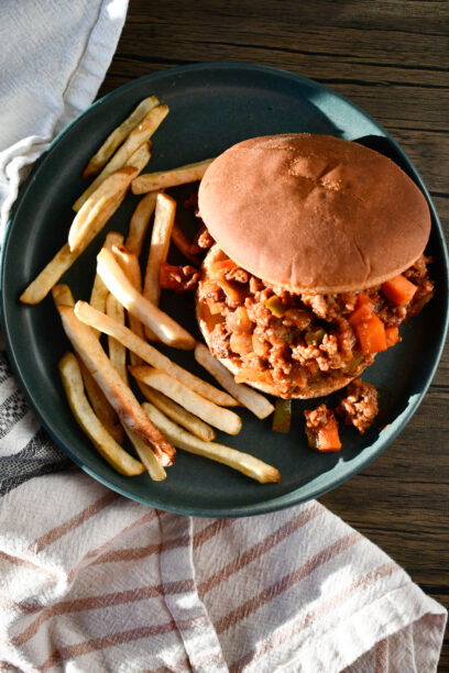 Homemade gluten free sloppy joe on a gluten free bun