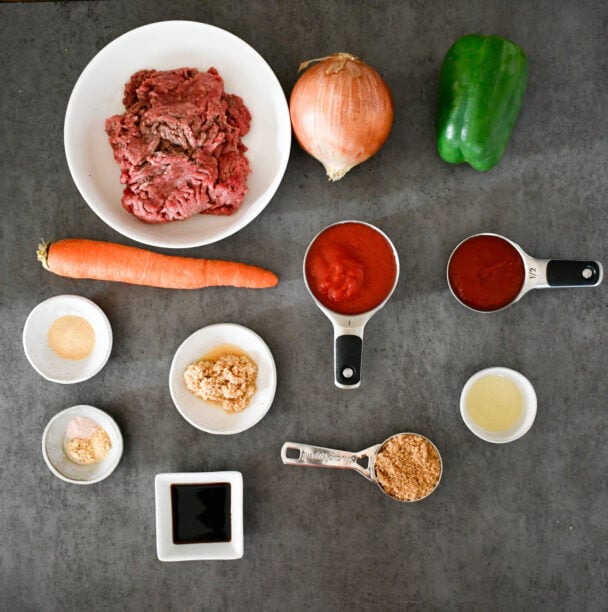 Ingredients for homemade gluten free sloppy joes