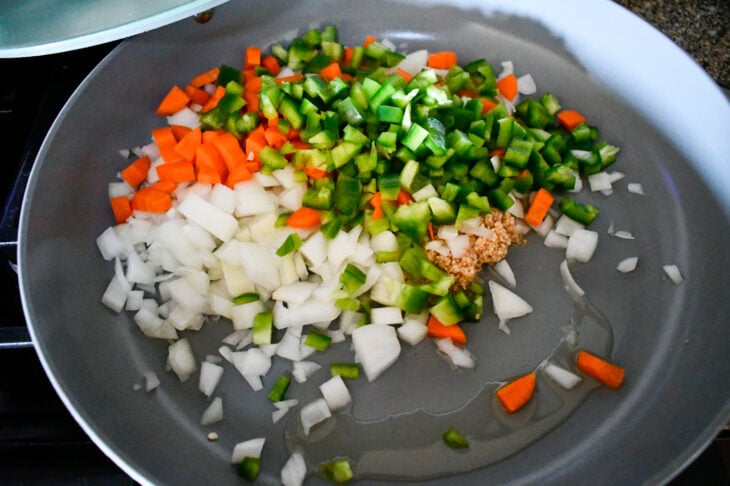 Finely diced vegetables for homemade sloppy joes