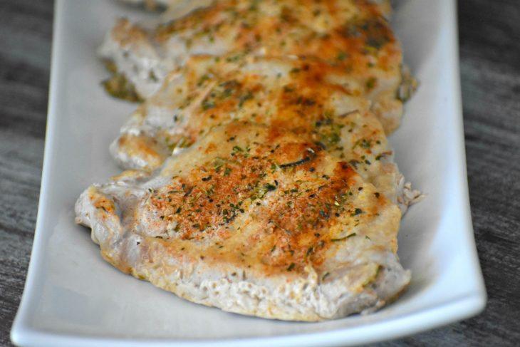 Trader Joes gluten free meal plan herb roasted pork chops on a plate