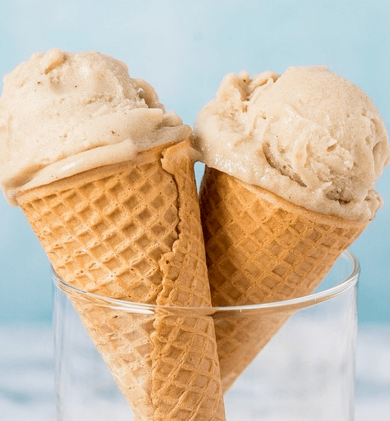 vegan banana ice cream in a cone 