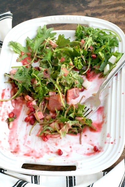 jicama salad half eaten on a plate 