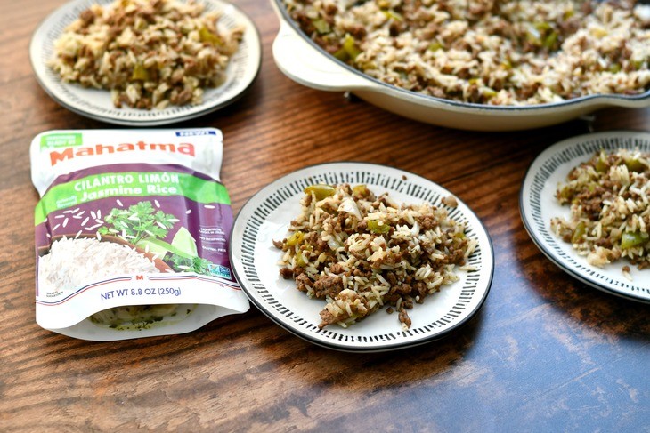 Mexican dirty rice served in dishes on a table 