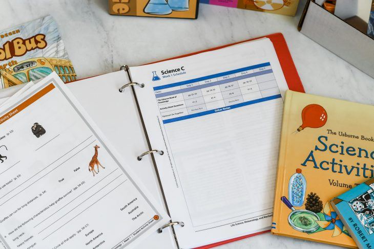 bookshark science curriculum on the table 