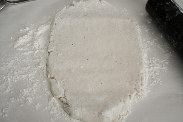 gluten free vegan biscuits Generously flour your working surface. Roll out the dough to be about ½ an inch thick.