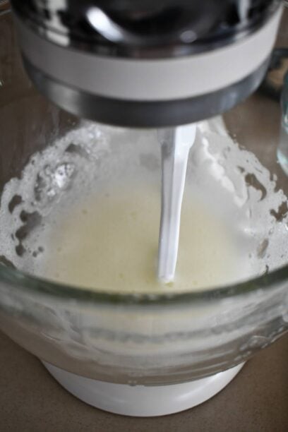 egg whites beaten in mixer