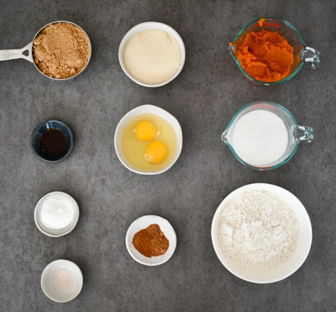 Ingredients for gluten free dairy free pumpkin bread