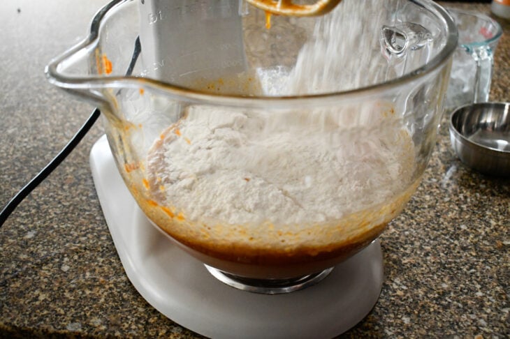 Gluten free pumpkin bread batter after mixing